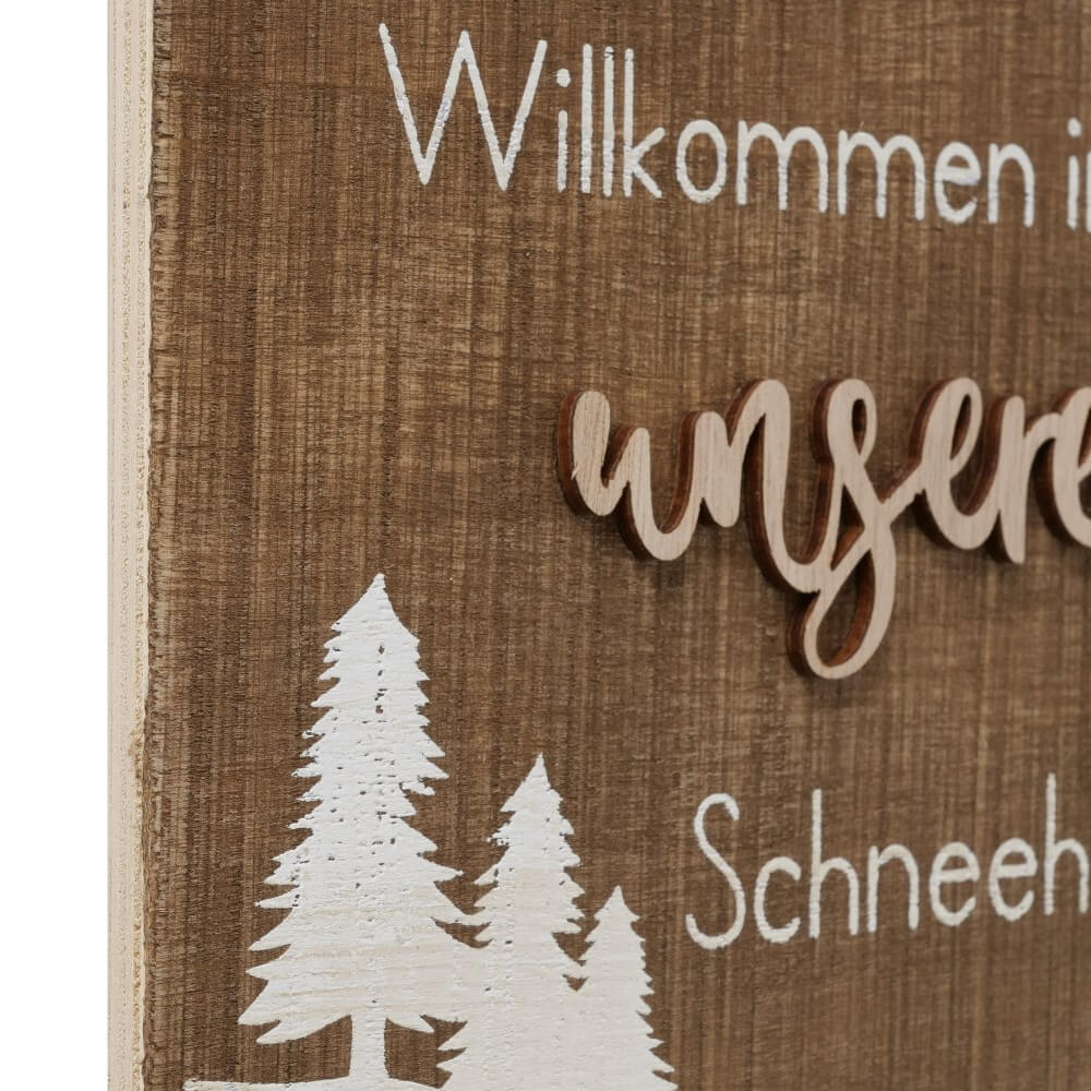 Holzschild schneehtte detail