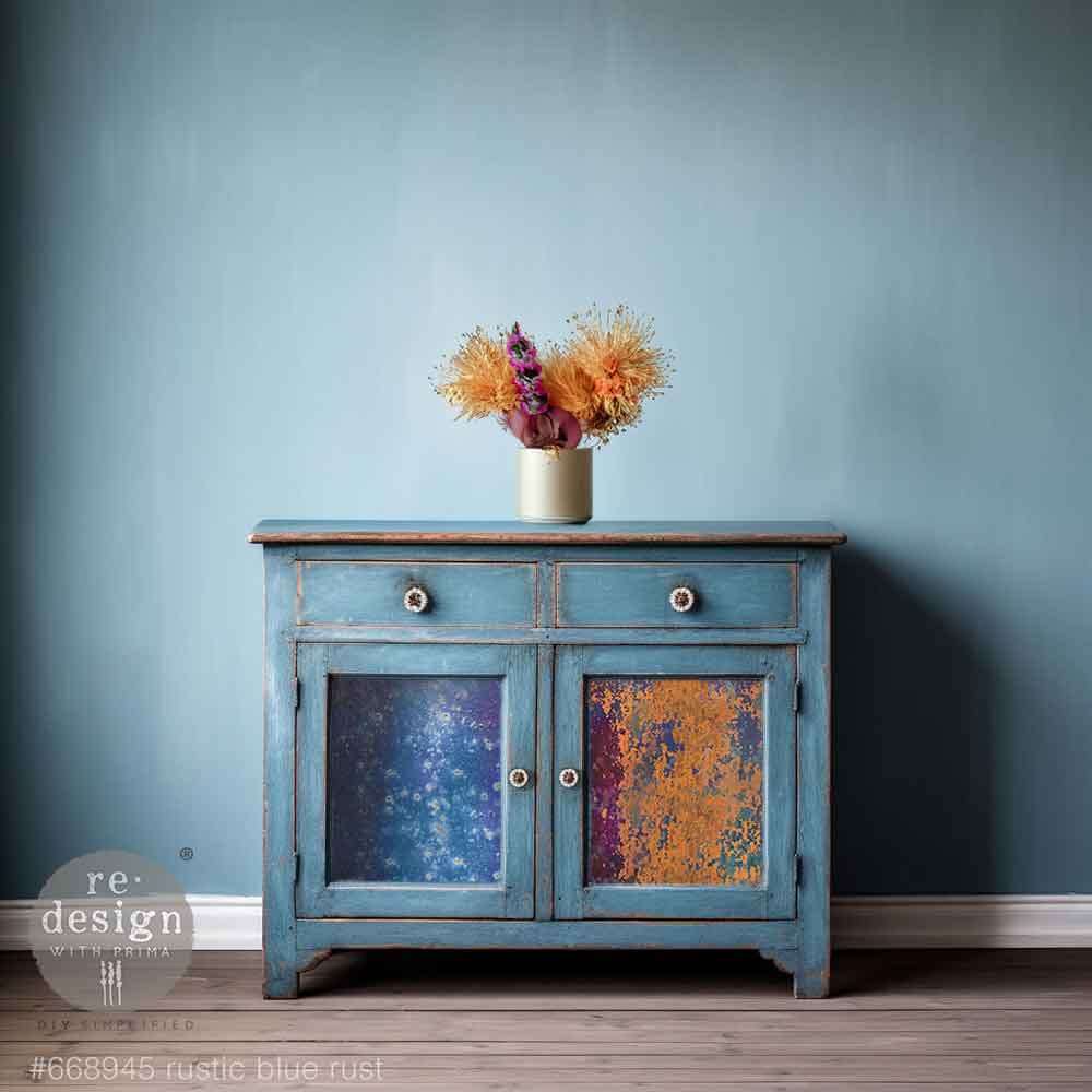 decoupage fiber papier rustic blue rust mood2