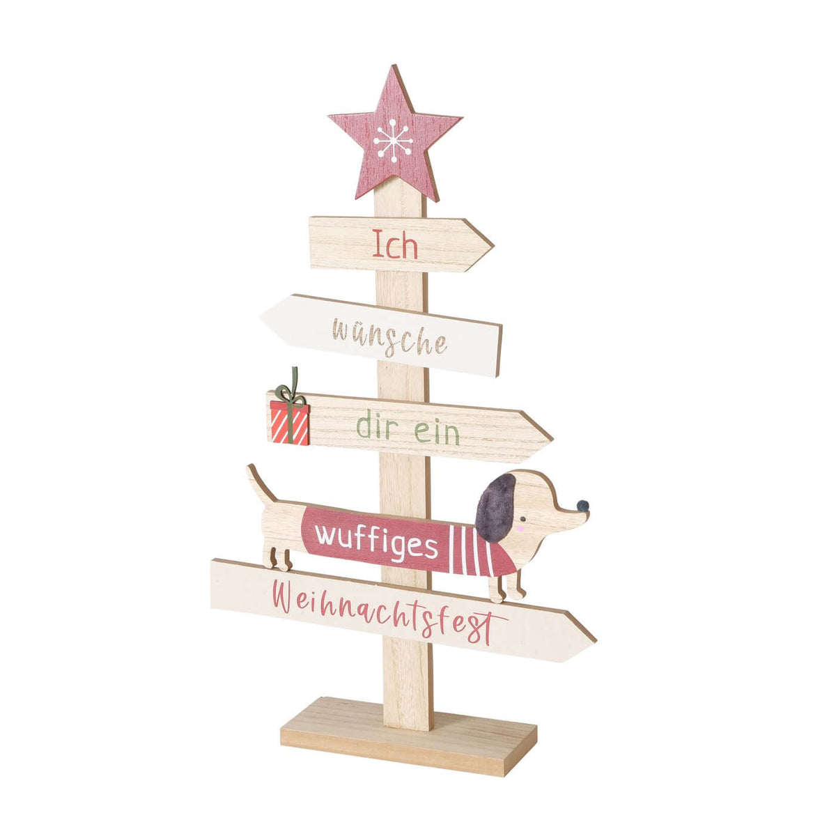 dekoaufsteller wuffiges weihnachtsfest dackel
