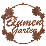 rosteisen schild blumengarten